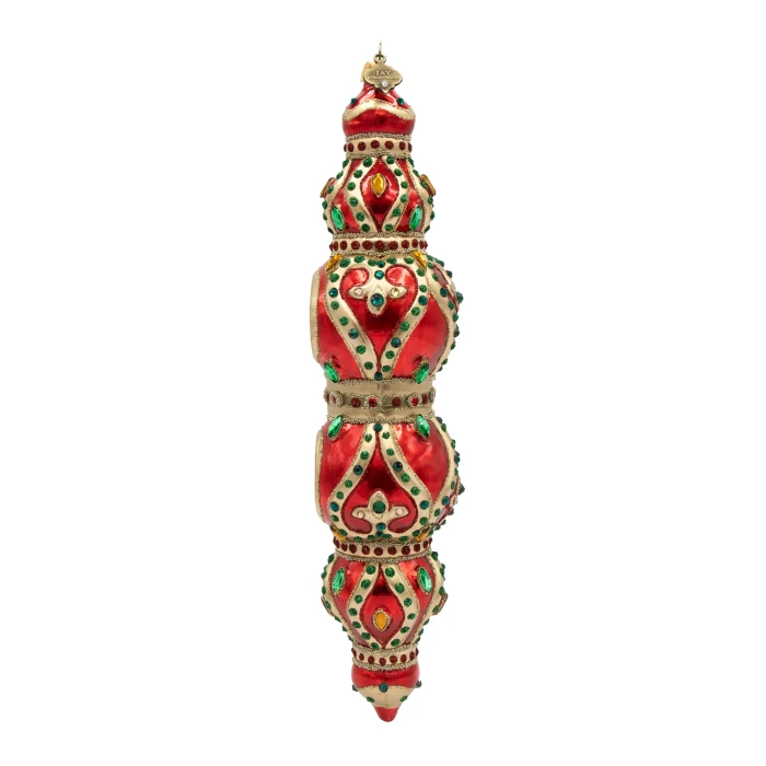 Jay Strongwater Jewel Icicle Ornament - Red and Gold