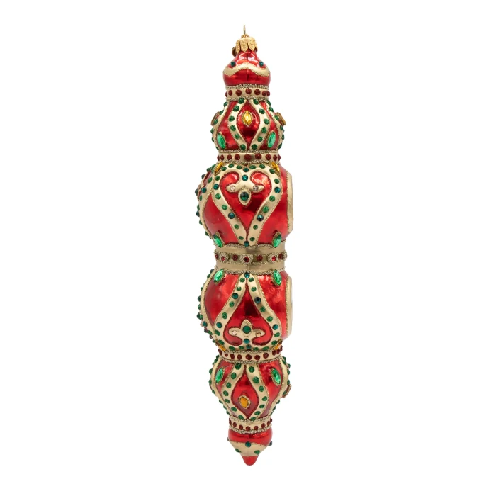 Jay Strongwater Jewel Icicle Ornament - Red and Gold