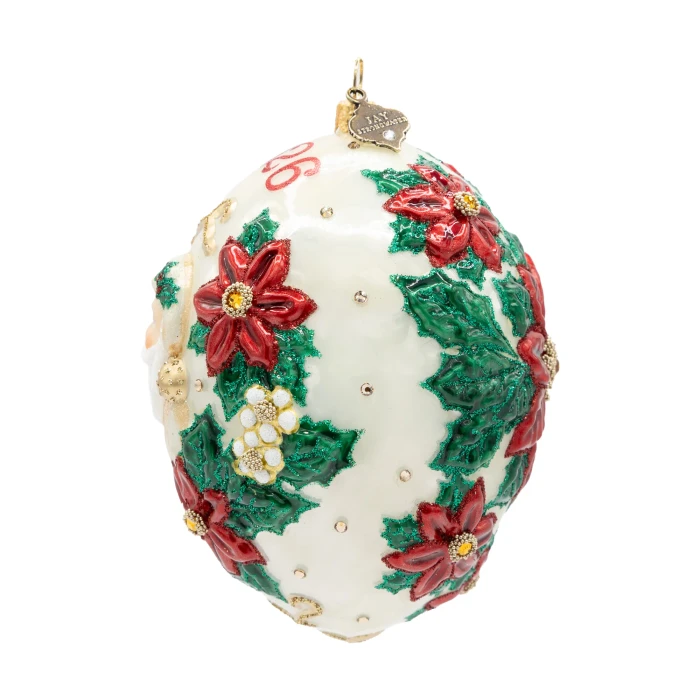 Jay Strongwater 2026 Poinsettia Dated Santa Ornament