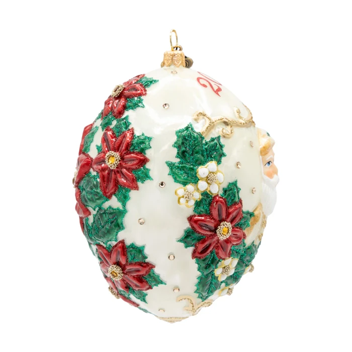 Jay Strongwater 2026 Poinsettia Dated Santa Ornament