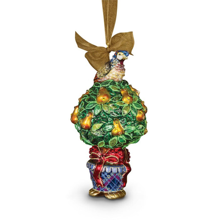 Jay Strongwater Partridge In A Pear Tree Glass Ornament