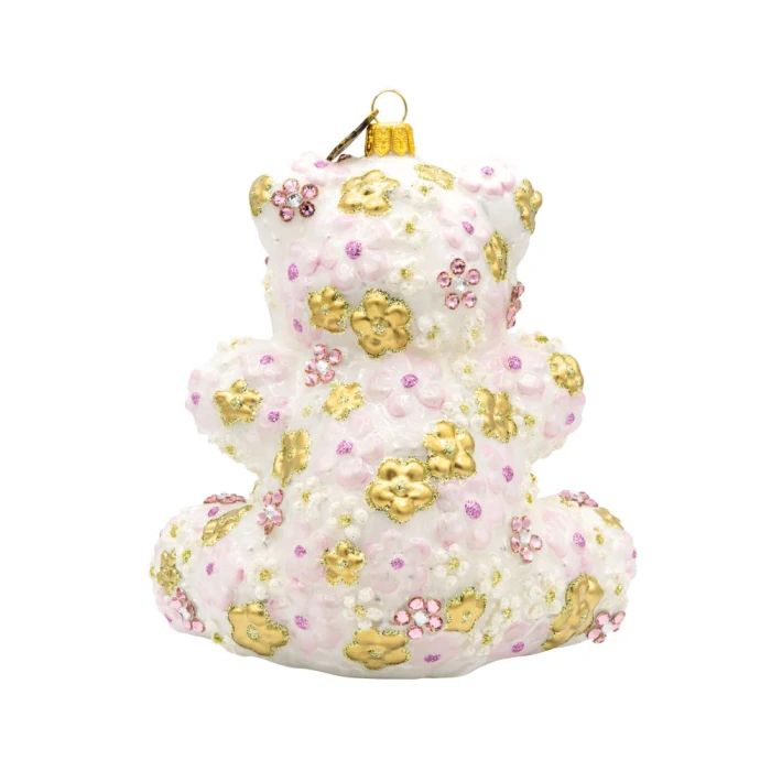 Jay Strongwater Pink Floral Teddy Ornament