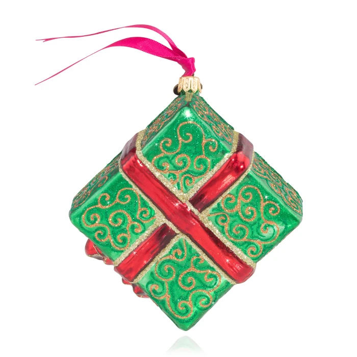 Jay Strongwater Five Golden Rings Glass Ornament