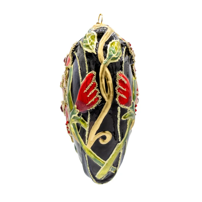 Jay Strongwater Dark Night Floral Heart Glass Ornament