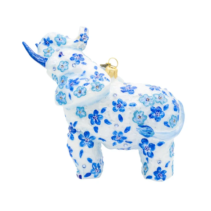 Jay Strongwater Bouquet Elephant Glass Ornament