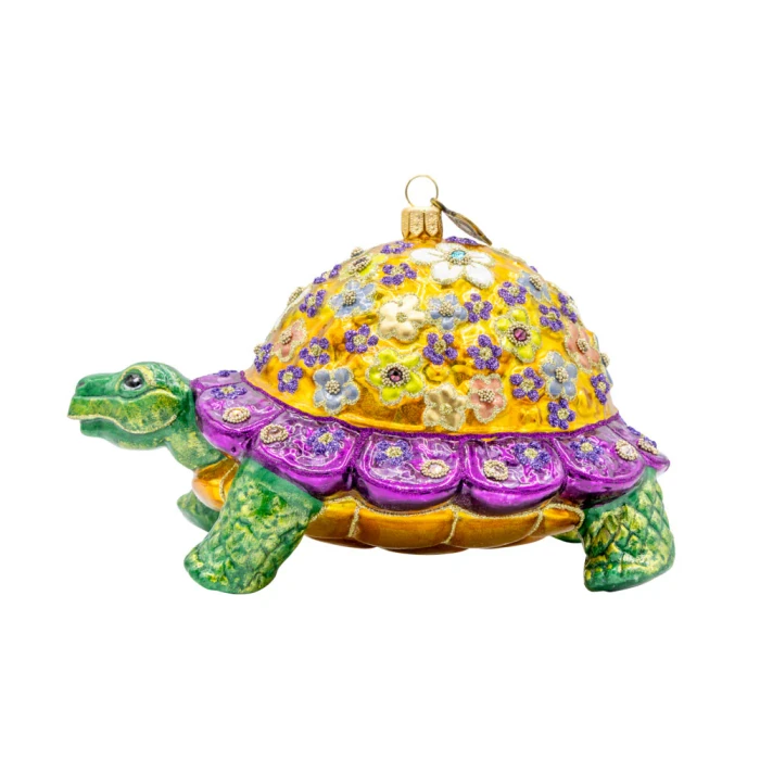 Jay Strongwater Floral Terrapin Glass Ornament