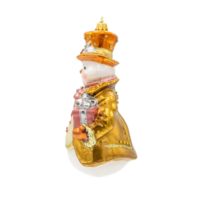 Jay Strongwater Metallic Gentleman Snowman Glass Ornament