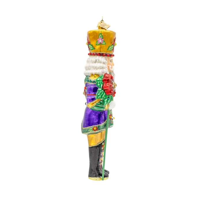 Jay Strongwater Poinsettia Nutcracker Glass Ornament