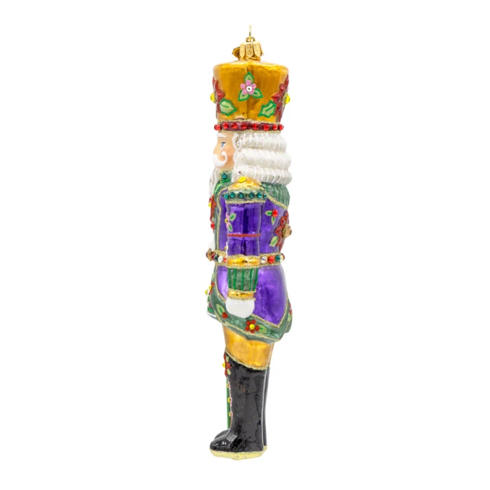 Jay Strongwater Poinsettia Nutcracker Glass Ornament