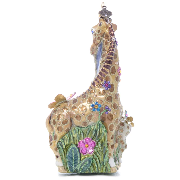 Jay Strongwater Mom and Baby Giraffe Glass Ornament
