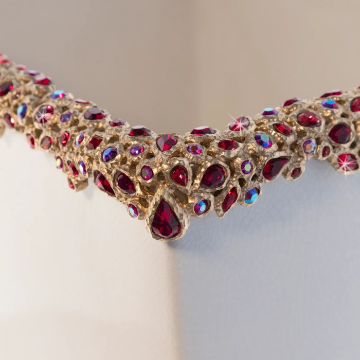 Jay Strongwater Esther Bejeweled Trash Bin - Ruby