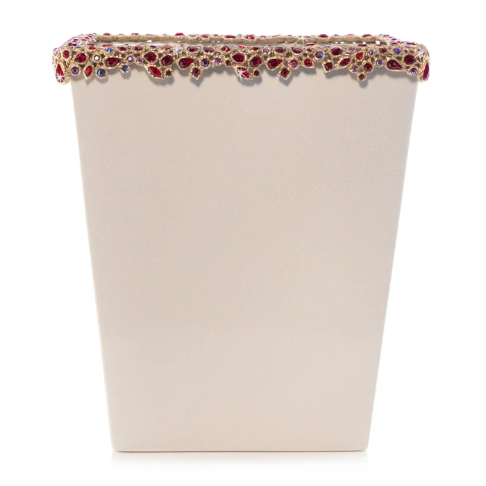 Jay Strongwater Esther Bejeweled Trash Bin - Ruby