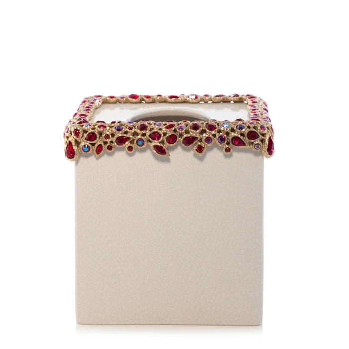 Jay Strongwater Emerson Bejeweled Tissue Box - Ruby