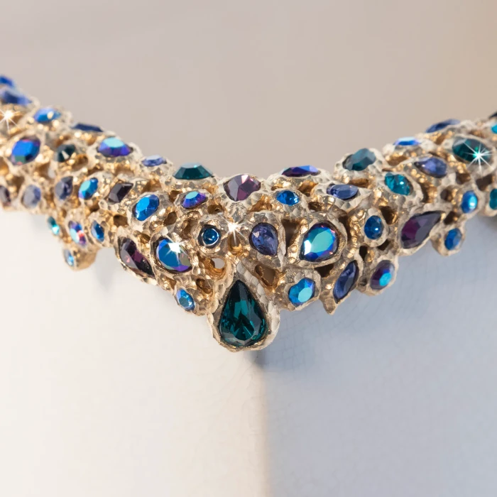 Jay Strongwater Esther Bejeweled Trash Bin - Peacock
