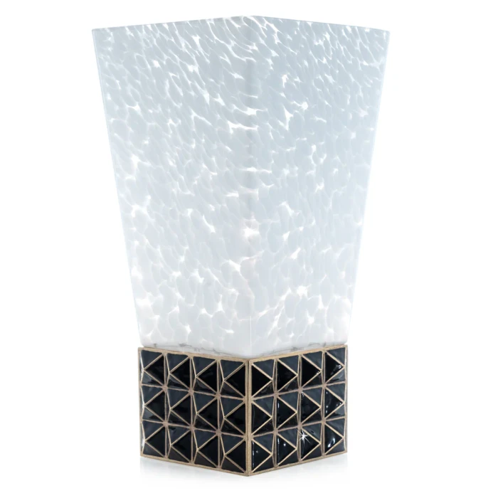Jay Strongwater Opus Pyramid 10" Vase - Black Onyx