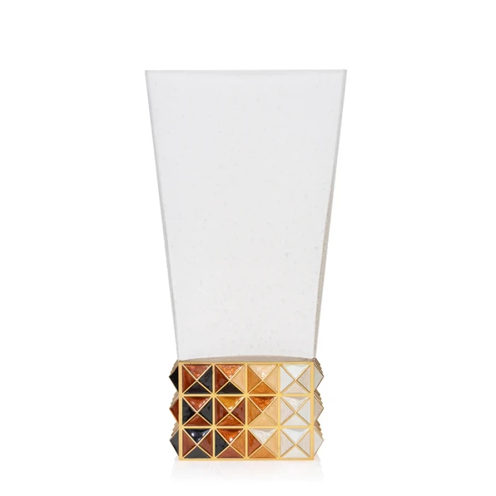 Jay Strongwater Opus Pyramid 10" Vase - Topaz