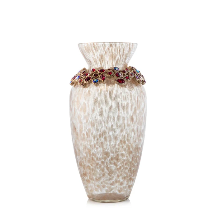 Jay Strongwater Norah Bejeweled 8" Vase - Ruby