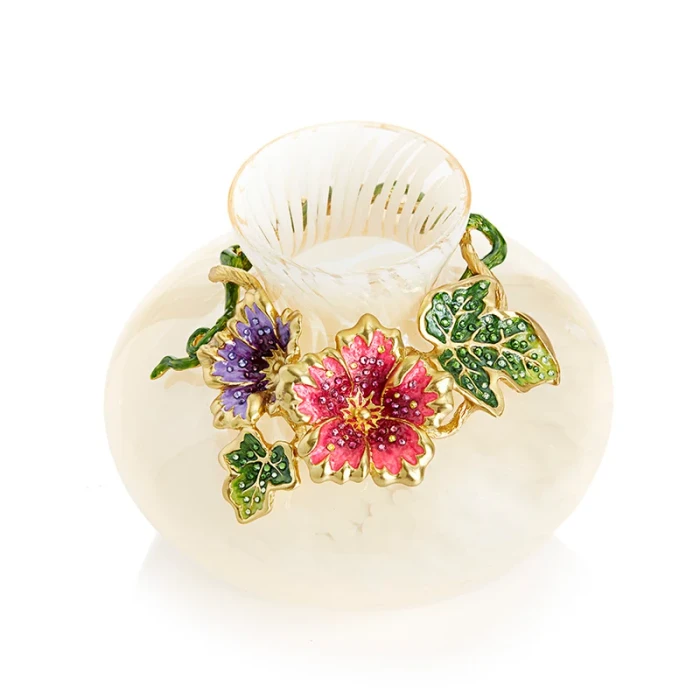 Jay Strongwater Holland Leaf and Flower 5" Vase - Provence