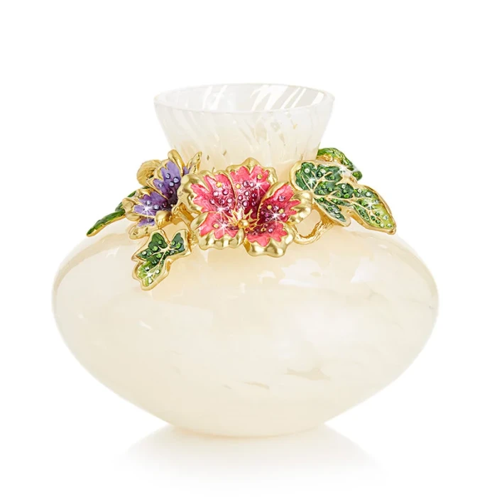 Jay Strongwater Holland Leaf and Flower 5" Vase - Provence
