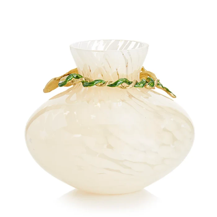 Jay Strongwater Holland Leaf and Flower 5" Vase - Provence