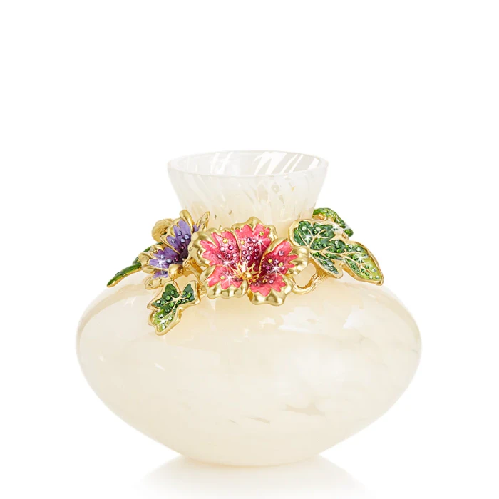 Jay Strongwater Holland Leaf and Flower 5" Vase - Provence