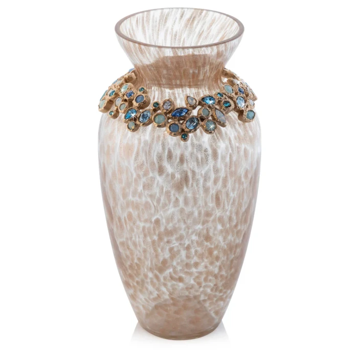 Jay Strongwater Norah Bejeweled 8" Vase - Oceana