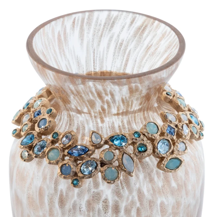 Jay Strongwater Norah Bejeweled 8" Vase - Oceana