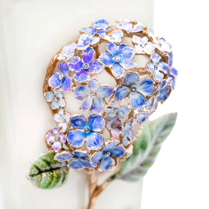 Jay Strongwater Isolde Hydrangea Square 15" Ceramic Vase