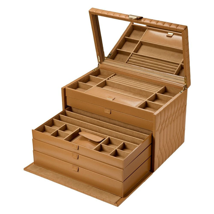 WOLF - Lauren Extra Large Jewelry Box in Caramel