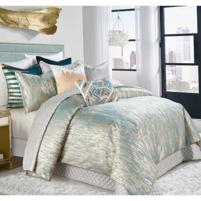 Cloud9 Design Jade Teal Gold Duvet Set