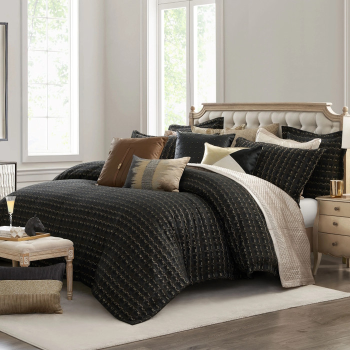 Cloud9 Design Onyx Black Striped Duvet Set