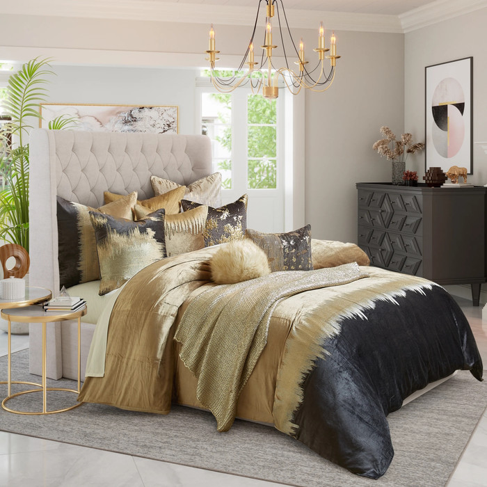 Cloud9 Design Mira Stone Charcoal Velvet Duvet Cover