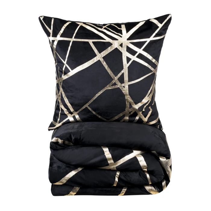 Cloud9 Design Rica Black Gold Velvet Duvet Cover