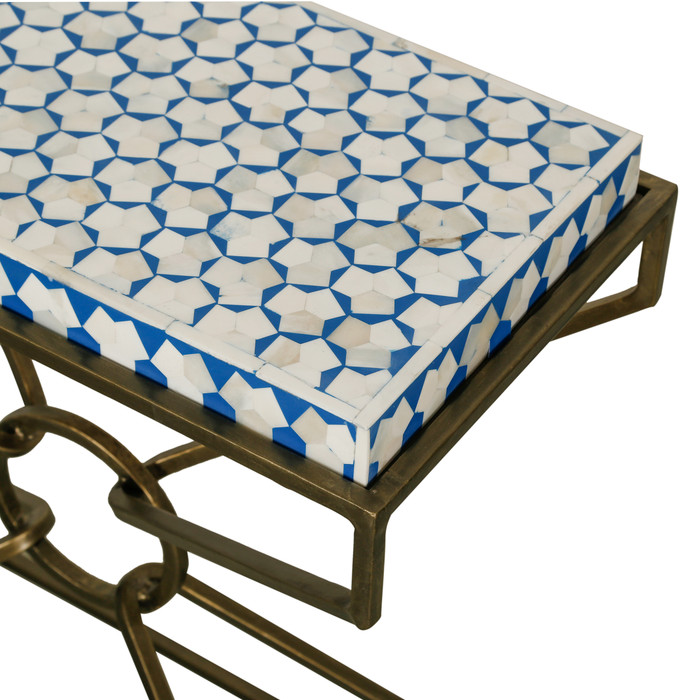 World Interiors - Alexandria 24" Side Table with Bone Inlay and Brass