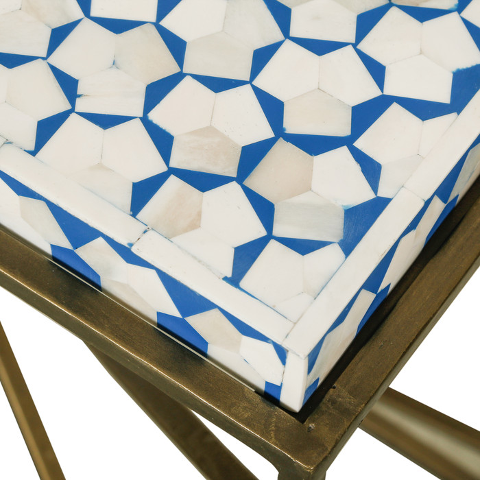 World Interiors - Alexandria 24" Side Table with Bone Inlay and Brass