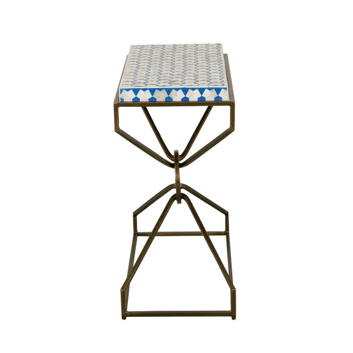World Interiors - Alexandria 24" Side Table with Bone Inlay and Brass