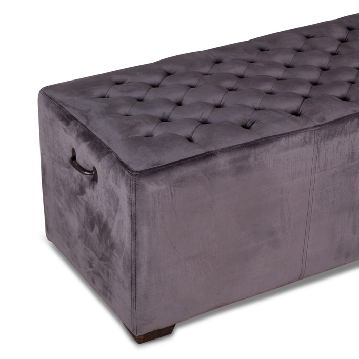 World Interiors - Arabella 59" Bench in Asphalt Gray Velvet