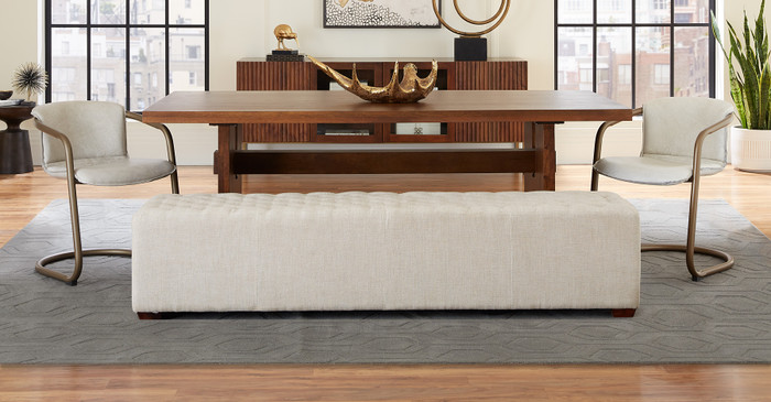 World Interiors - Arabella 79" Bench in Beige Linen