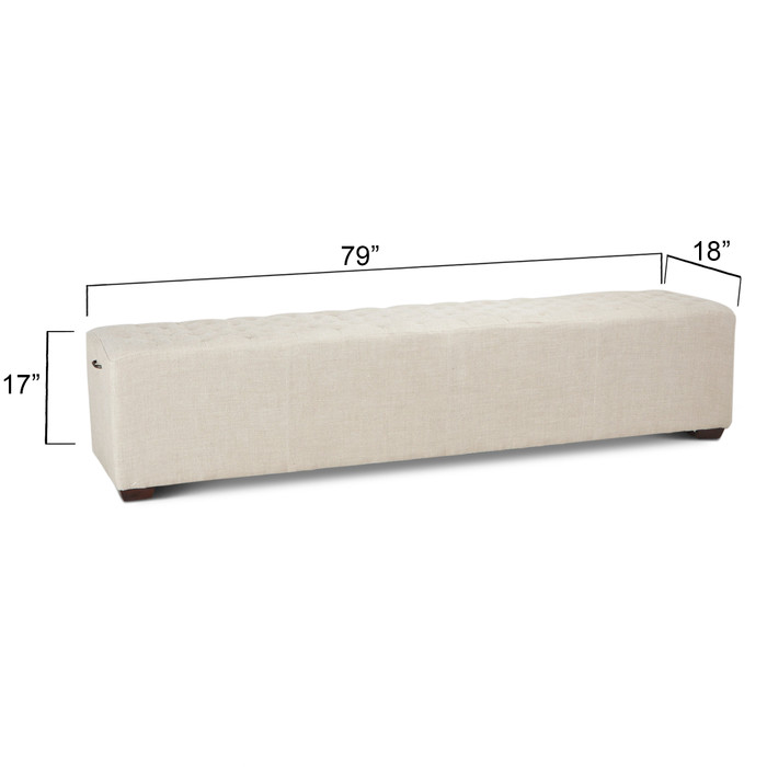 World Interiors - Arabella 59" Bench in Beige Linen