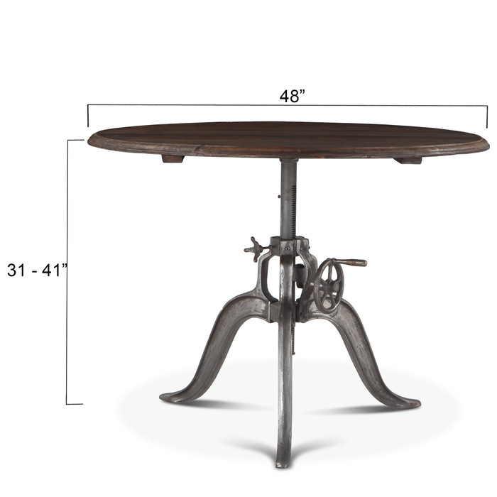 World Interiors - Artezia 48" Height Adjustable Round Dining Table in Weathered Teak