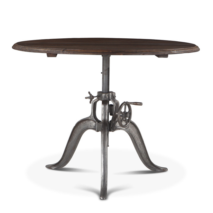 World Interiors - Artezia 48" Height Adjustable Round Dining Table in Weathered Teak