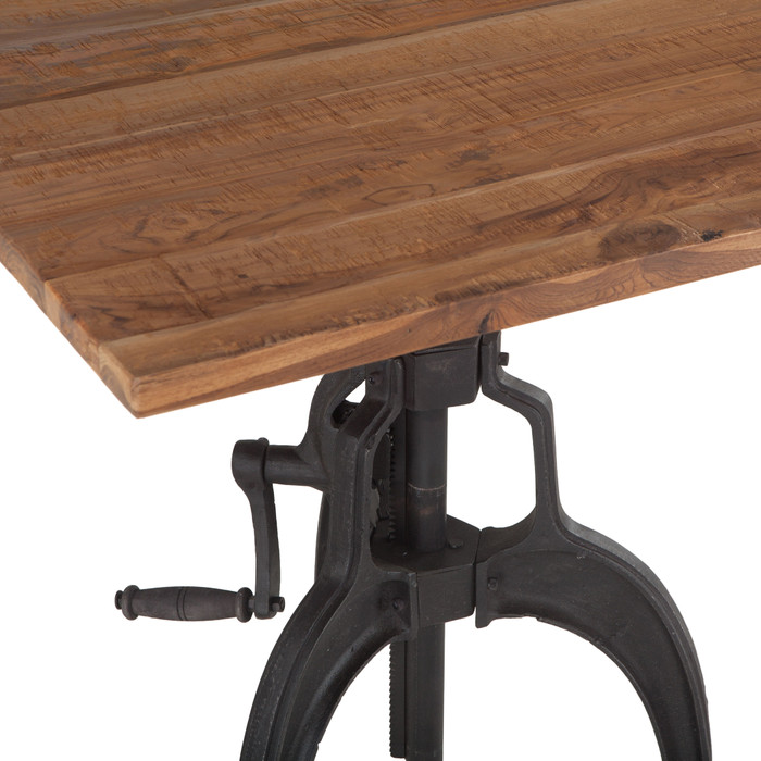 World Interiors - Artezia 30" Height Adjustable Crank Dining Table in Reclaimed Teak