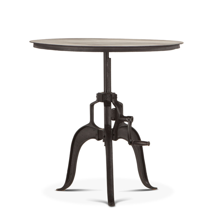 World Interiors - Artezia 36" Height Adjustable Crank Side Table in Matte Black Cast Iron