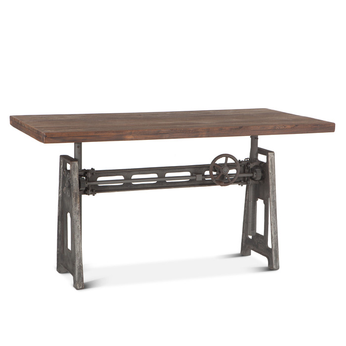 World Interiors - Artezia Adjustable Desk in Gray Weathered Teak Finish