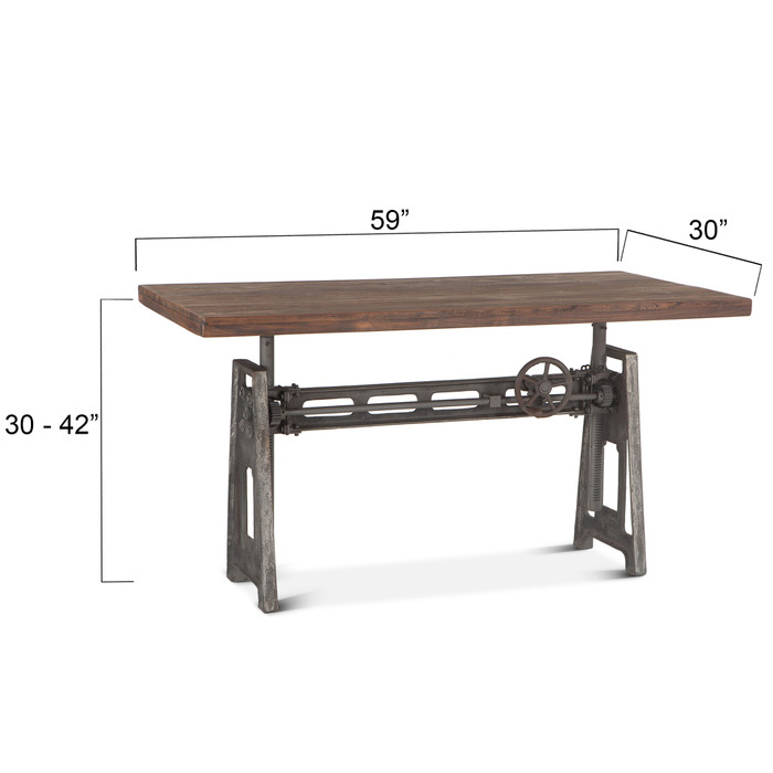 World Interiors - Artezia Adjustable Desk in Gray Weathered Teak Finish