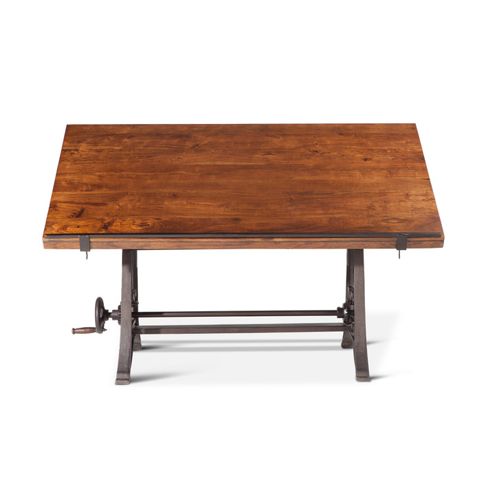World Interiors - Artezia 62" Drafting Desk with Adjustable Crank in Walnut Finish