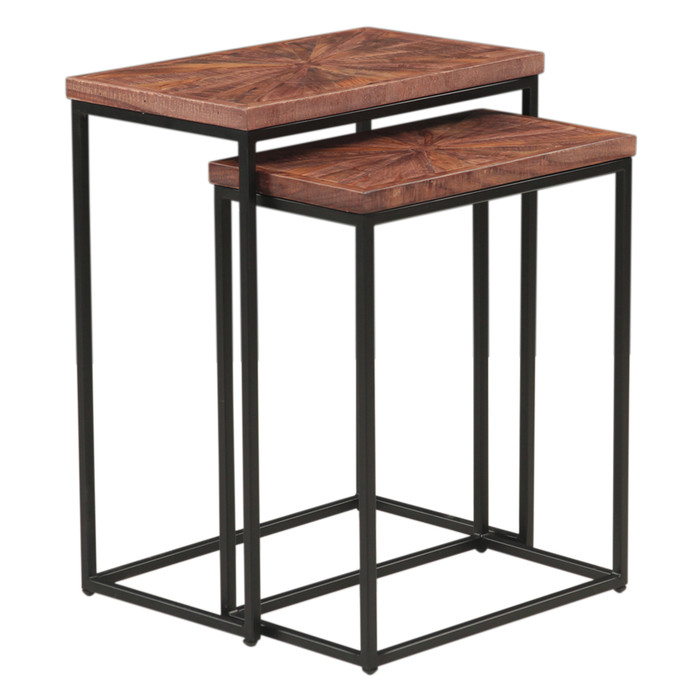 World Interiors - Astoria 20" Nesting Side Tables in Sunburst Brownstone