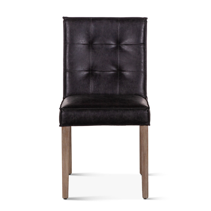 World Interiors - Aven Dining Chair in Black Leather with Light Legs