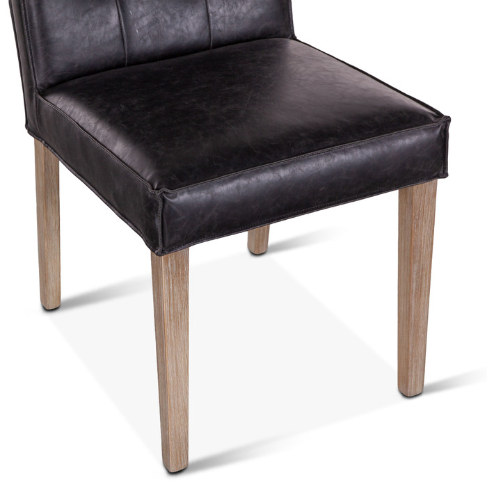 World Interiors - Aven Dining Chair in Black Leather with Light Legs