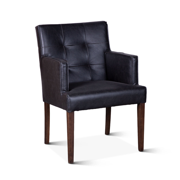 World Interiors - Aven Armchair in Black Leather with Dark Legs